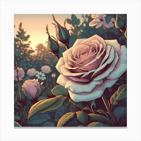 Roses In The Garden 1 Canvas Print