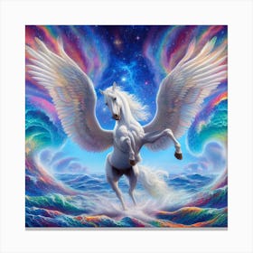 White Unicorn Pegasus Canvas Print