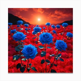 Blue Roses At Sunset 2 Canvas Print