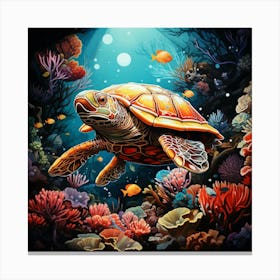 Turtle In The Sea Canvas Print