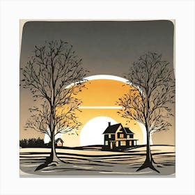 Sunset Over A House Canvas Print