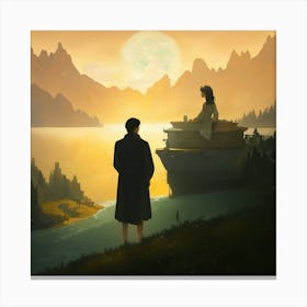 Man And Woman On A Boat Canvas Print