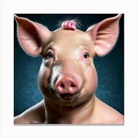 Pig With Pink Hair Canvas Print