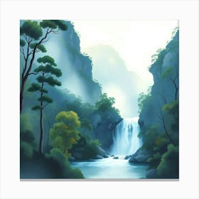 Waterfall In The Mountains Canvas Print