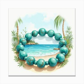 Turquoise Bracelet, Watercolor, Scenic Ocean View 1 Canvas Print