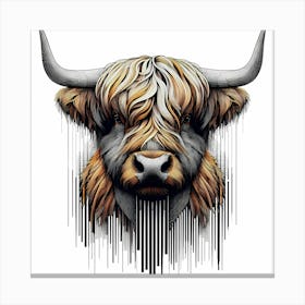 Highland Longhorn - Abstract Line Art Illustration 265 Canvas Print