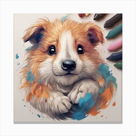 Cute puppy drawing Canvas Print