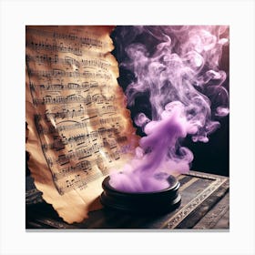 Purple Smoke On A Sheet Of Music Canvas Print