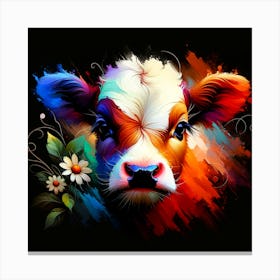 Colorful Cow Portrait Canvas Print