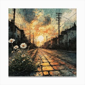 Sunset On The Street Canvas Print