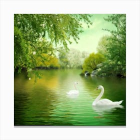 Swans In The Lake Canvas Print