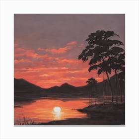 Sunset Over Lake Canvas Print