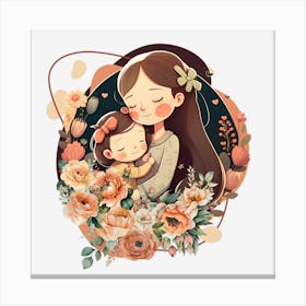 Mom And Baby Clipart.Mother's Day. The perfect gift. The special gift. A distinctive work of art that expresses love and affection for the mother. Give it as a gift to the mother.8 Canvas Print