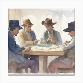 Four Cowboys Playing Poker Canvas Print