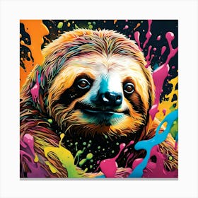 Sloth With Splatters Canvas Print