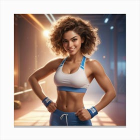 Beautiful Woman In Gym Canvas Print