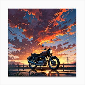 Sunset Motorcycle 1 Canvas Print