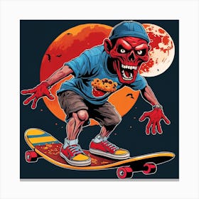 Halloween Zombi An A Skateboard Painting (3) Canvas Print