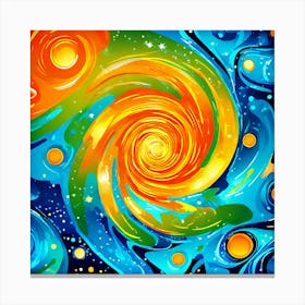 Colors Neon Green Electric Blue Bold Orange pattern Spiral Shapes And Swirls Resembling good looking ,Elegant look , attracting colors combination 1 Canvas Print