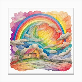 Rainbow Over The Barn Canvas Print