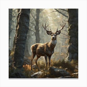Stag In The Woods 1 Canvas Print