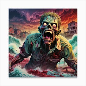 Zombies On The Beach 1 Canvas Print