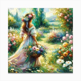 Girl In The Garden On A Sunny Day Art Print Canvas Print