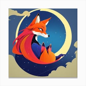 Fox In The Moon Canvas Print