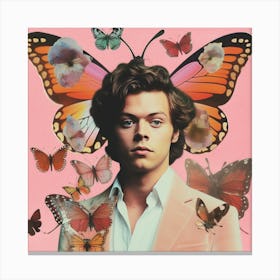Harry Styles Butterfly Collage 4 Square Canvas Print
