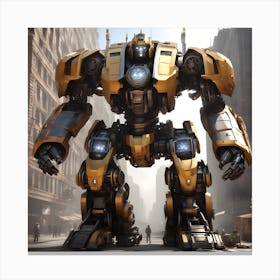 Mech in The City Canvas Print