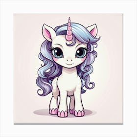 Cute Cartoon Unicorn 2 Canvas Print