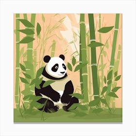 Panda Bear In The Bamboo Forest Canvas Print