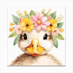 Floral Baby Duck Nursery Illustration (2) Canvas Print