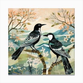 Bird In Nature Magpie 6 Canvas Print