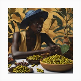 Woman Eats Beans Canvas Print