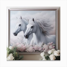 Two White Horses Canvas Print