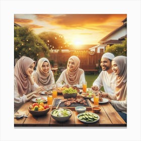 Muslim Family Having Dinner 1 Canvas Print