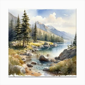 Peaceful Landscapes Watercolor Trending On Artstation Sharp Focus Studio Photo Intricate Detail (15) Canvas Print