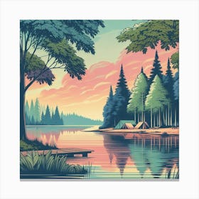 Sunset At The Lake 2 Canvas Print