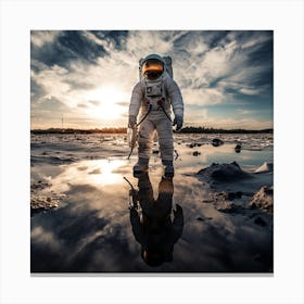 Astronut Reflecting The Future On The Helmet Canvas Print