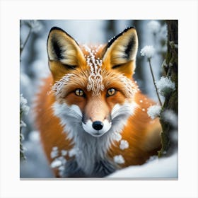 Fox In The Snow 14 Canvas Print