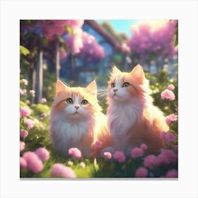 Candy Floss Cats Canvas Print