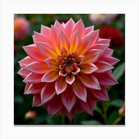 A Blooming Garden Of Various Colors Of Dahlias In Full Splendor 2 Canvas Print