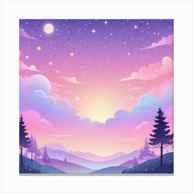 Sky With Twinkling Stars In Pastel Colors Square Composition 289 Canvas Print