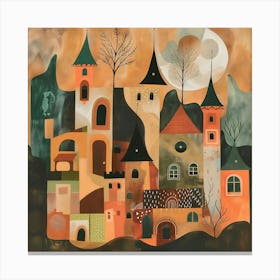 Castle In The Moonlight, Naïve Folk Canvas Print