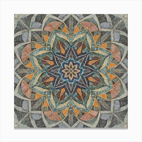 Firefly Beautiful Modern Detailed Floral Indian Mosaic Mandala Pattern In Neutral Gray, Charcoal, Si (2) Canvas Print