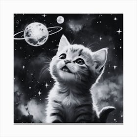 Kitten In Space Canvas Print