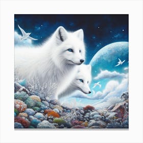Arctic Foxes Canvas Print