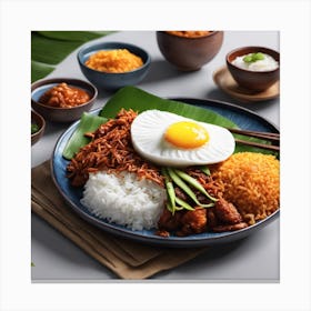 A Harmony of Taste: Nasi Lemak with All the Trimmings Canvas Print