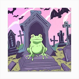 Frog In Graveyard Canvas Print